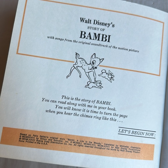 Walt Disney's *Vintage* Story of Bambi 24 Pg Read Along Book *TAPE NOT INCLUDED* - Picture 3 of 7